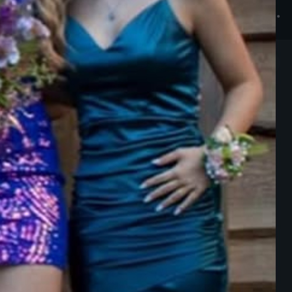 Chic Teal Satin Mini Dress